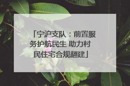 宁沪支队：前置服务护航民生 助力村民住宅合规翻建
